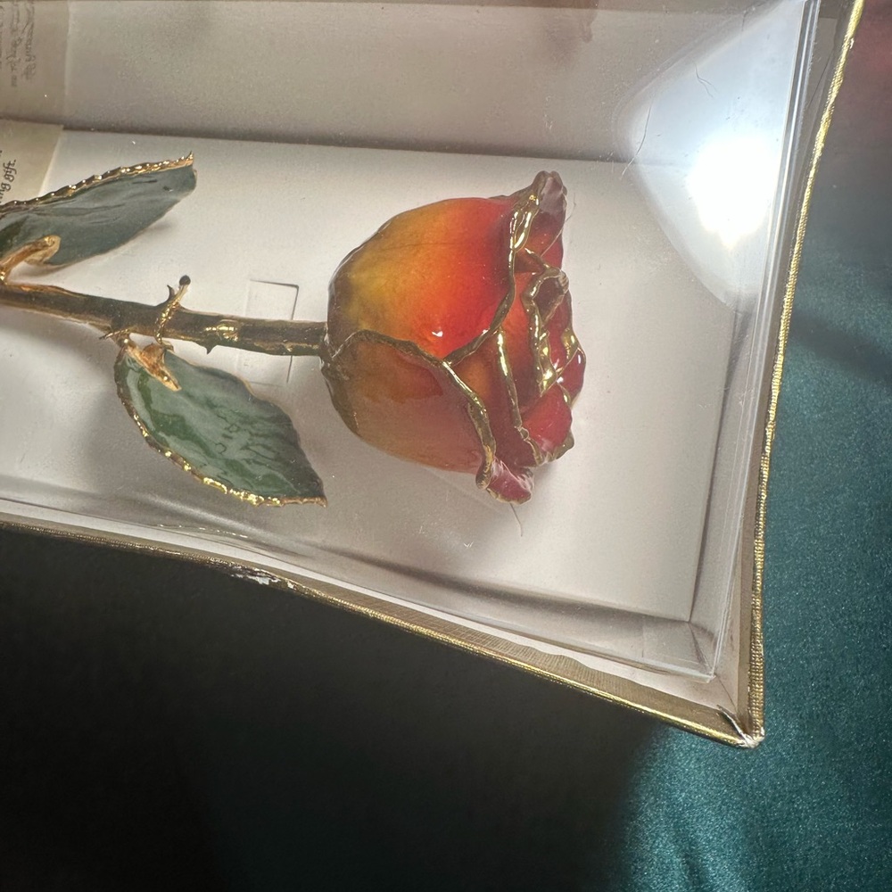 Gold Trimmed Red Rose Ornament